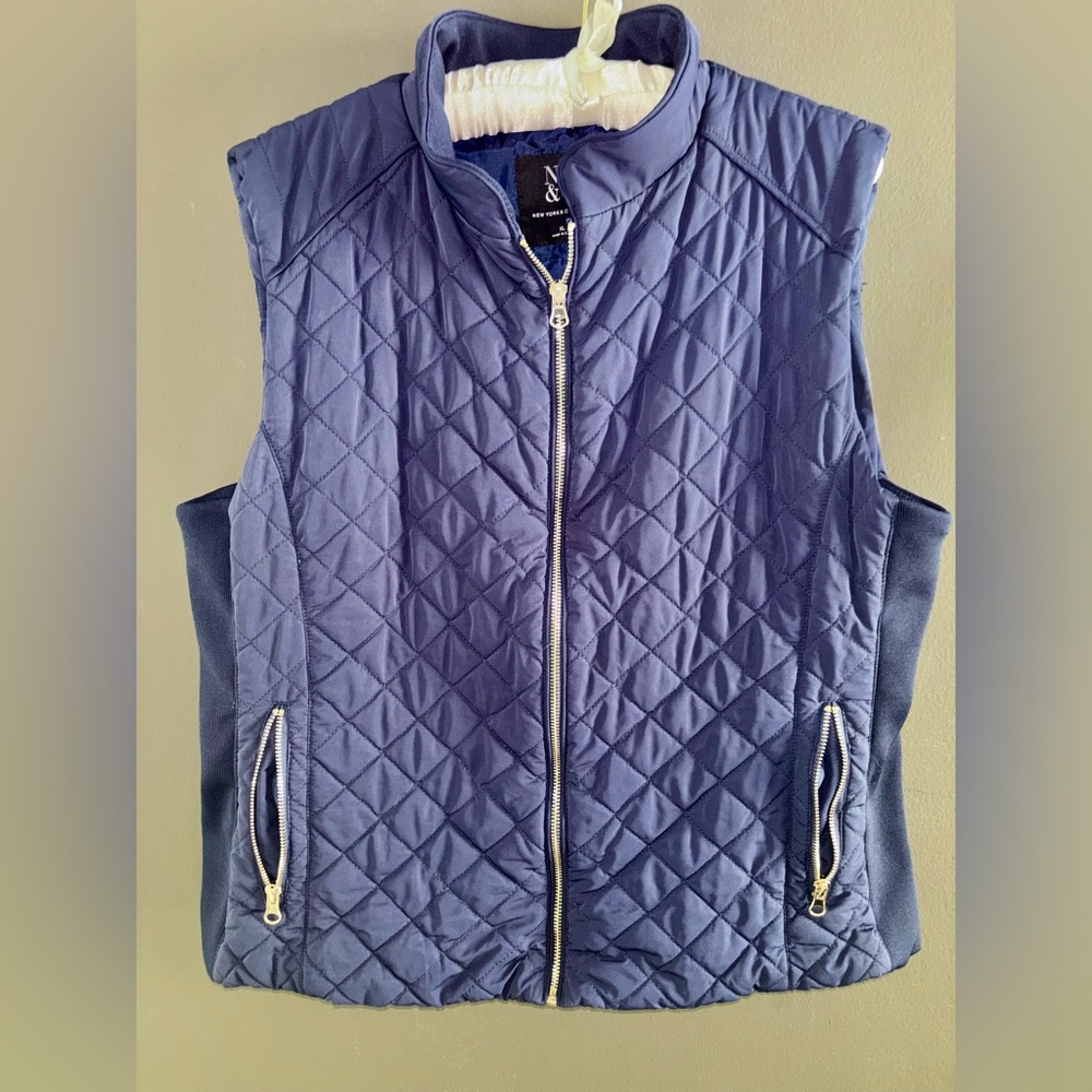 New York & Company Quilted Blue Vest